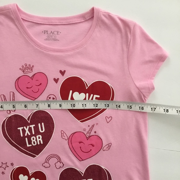 Children’s Place Girls Shirt Pink Candy Hearts Size XL 14 - Picture 4 of 6